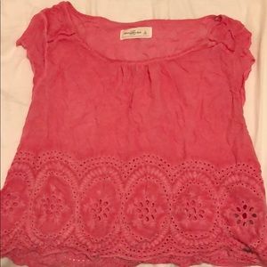 Cute Abercrombie pink shirt with cut outs